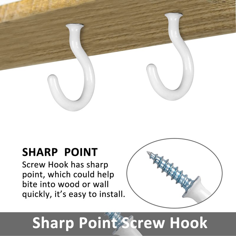 funvce Pack of 70 Screw Hooks, Cup Hook Screw with