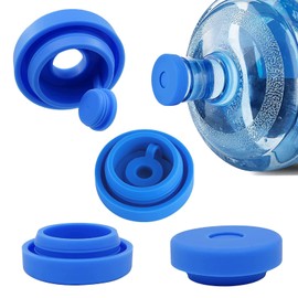 VARACL 5 Gallon Water Jug Cap - Reusable Silicone Non-Spill Water Bottle Caps with Hole for 55mm Water Bottle, 3 & 5 Gallon Bottle Water Dispenser Caps (4 Pack)