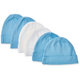 Gerber Paquete de 3 Gorras de Punto texturizadas para niña, Azul sólido, 0-6 Meses
