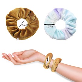 12 Pcs Velvet Scrunchies with Hidden Zipper Pocket Elastic Hair Ties for Women Girls Hair Accessories Set Stash Keys Coin Small Items