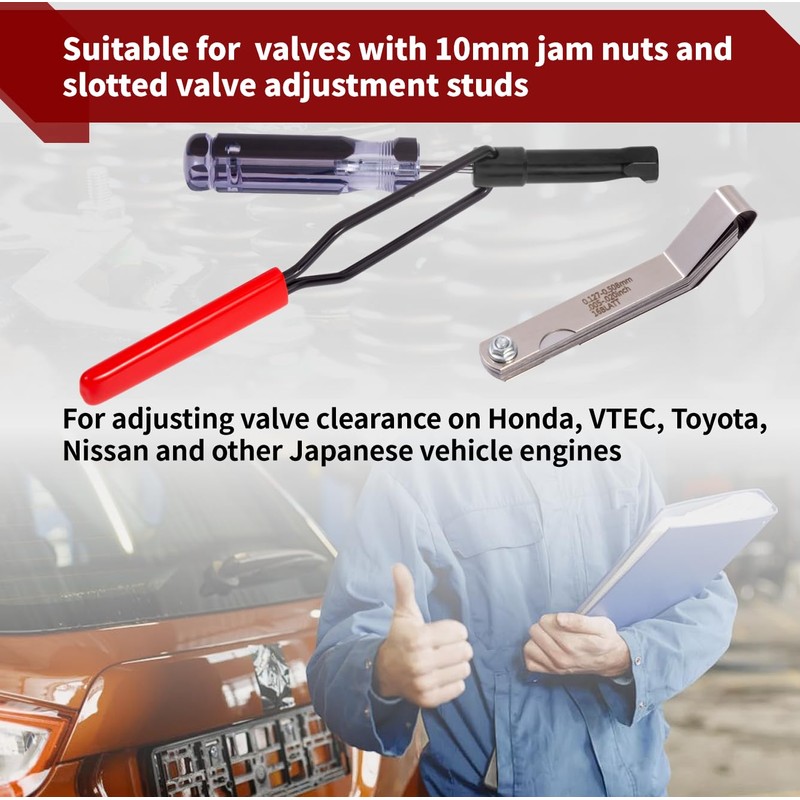 Relioky Valve Adjustment Tool for 10mm Jam Nut,with Angled Feeler