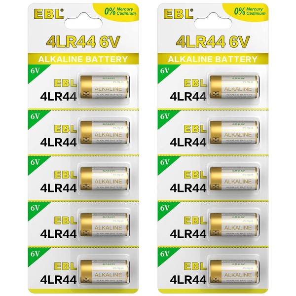 EBL 6 Volt Battery 4LR44 Dog Collar Batteries (10 Pack) 6V Alkaline Batteries 476A / PX28A / A544 / K28A / L1325