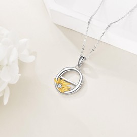 ONEFINITY Sunflower Necklace 925 Sterling Silver Sunflower Pendant You Are My Sunshine Sunflower Jewellery Gifts for Women