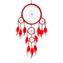 Red dream catcher silver web shell dreamcatcher FAIR TRADE boys girls