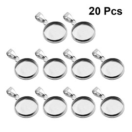 Healifty 20 Pieces Bezel Pendant Trays Round Cabochon Settings Trays Pendant Blanks for DIY Crafts Gift Jewellery Making (Silver 25 mm)