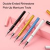 JERCLITY 5 Pieces Double-Ended Rhinestone Pick-Up Manicure Tools, Replaceable Self-Adhesive