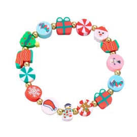 TOFBS Women's Christmas Elegant Christmas Bracelet Made of Polymer with Festive Colourful Beads Ideal for Special Occasions and Christmas Parties, Fimo, Fimo