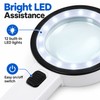 30X Handheld Magnifying Glass for Reading – 12 LED Illuminated