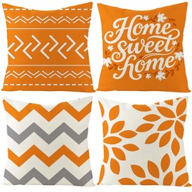 VEEKAY Cushion Covers 45 x 45 cm, Set of 4, Geometric Pattern Cushion Covers, Decorative Cushion Cover, Linen Cushion Covers, Fashion Water Green, for Sofa, Bedroom, Couch, Outdoor Cushion