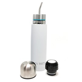 BONMATEI NEW Premium Self-Stirring Mate | 2-in-1 Stainless Steel Mate Cup | Thermos Mate with Built-in Bombilla | Keeps Drinks Hot or Cold (White)