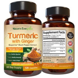 Turmeric with Ginger Root Joint Support Supplement | Turmeric Curcumin Supplement 95% Curcuminoids | Contains Organic Turmeric & Ginger with Black Pepper Extract for Max Absorption