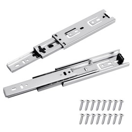 Prmape Pack of 2 Silver Drawer Runners, 150 mm Drawers, 3 Folds, Telescopic Drawer Drawer, Drawer Hinges, Full Extension, 285 mm, Heavy Load Capacity of 45 kg