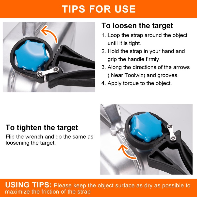 Toolwiz Rubber Strap Wrench Set, 2pcs for Pipes Below 6''