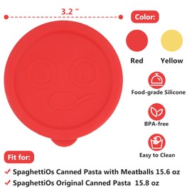 PUREKRA 2PCs 3.2-inch Silicone Lids for SpaghettiOs Canned Pasta 15.6 oz | 15.8 oz, Food Sealing Lids for Can, Can Covers for Canned Good, Can Toppers, Freezer Dishwasher Safe (Can NOT Included)