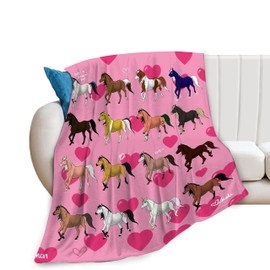Mudiwa Horse Blanket Colorful Farm Horse Flannel Plush Throw Blanket Cozy Fluffy Horse Animal Fleece Bedding Stuff Decor Blanket Gifts for Lover Teens Girls Boys Kids Adults Women Bed Travel 40"x50"