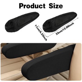 2 PCS Car Armrest Cover Elastic Fabric Car Front Seat Arm Rest Cover, Universal Replacement Center Console Lid Armrest Cover Skin Protectors Car Interior Accessories for Car Suv Truck and Van(Black)