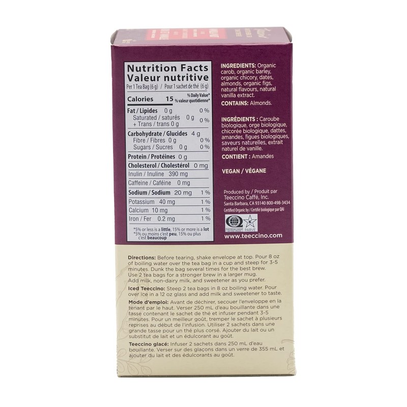 Teeccino Herbal Tea – Vanilla Nut – Rich & Roasted