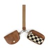 Checkered Wristlet Wallets for Women Checkerboard Dual Pouch Keychain Wristlet