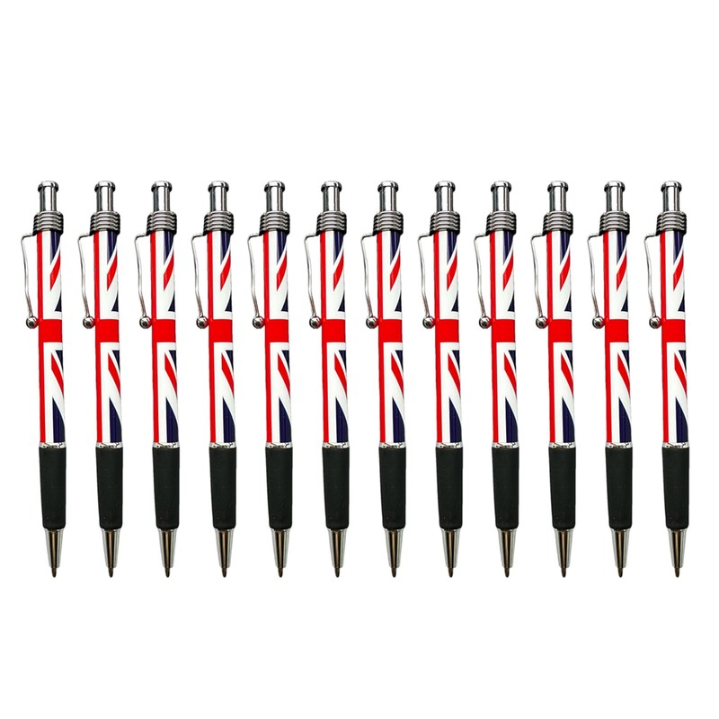 LILAJ Set of 12 Union Jack Flag Retractable Ballpoint Pens