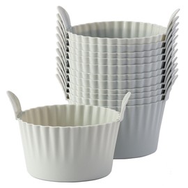 Bakecat Ramekins for Air Fryer, Air Fryer Egg Mould, Large Muffin Cases for Air Fryer (Pack of 12), Grey