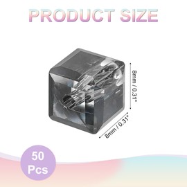 sourcing map 50Pcs Cube Crystal Glass Beads, 8mm Sparkle Faceted Loose Square Spacer Beads for DIY Crafts Making (Dark Gray)