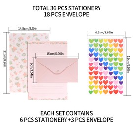 Writing Paper and Envelopes Set, A5 Envelope, Writing Paper Set, 36 Sheets Writing Paper, Writing Paper with Lined and 18 Sheets of Envelopes