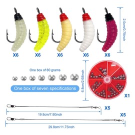 41 Rubber Fish for Pike Fishing Bait Set with 30 Artificial Baits Trout Bait 2 Types Steel Leader 80 g Fishing Lead in Box Fishing Accessories for Trout Bait Lead Fishing Fishing Bait (20 cm 30 cm)