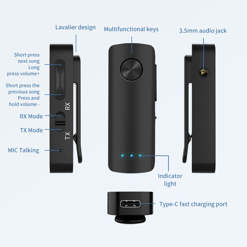 Bluetooth Transmitter Receiver Bluetooth 5.3 Car Audio Stereo Headphone Speakers