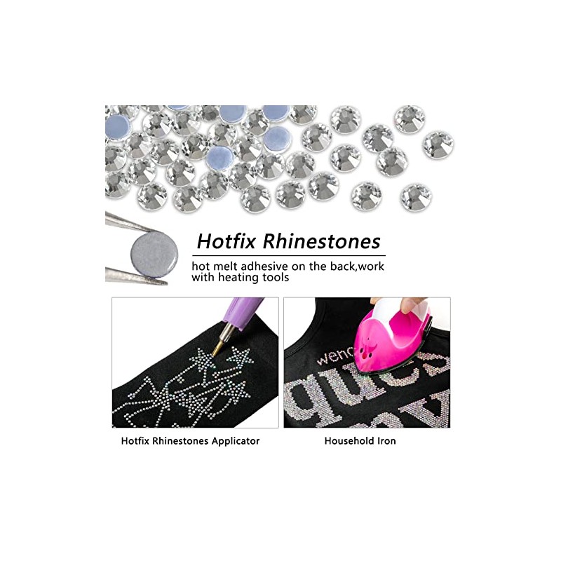 Beadsland Hotfix Rhinestones, 1440pcs Flatback Crystal Rhinestones for Crafts Clothes
