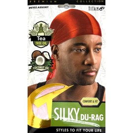 Titan Silky Durag with Long Tail Silk Doo Rags for Men Tea Tree, Coconut Oil Satin Durag Headband Durag Men Black Bandanas for Hip Hop Rapper Man Gifts Fashion Headband PINK Color