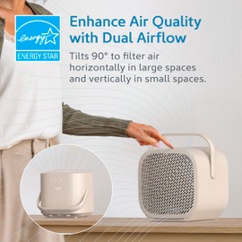 Pure Enrichment PureZone DUO Tabletop Air Purifier – True HEPA, Dual Direction Airflow, Energy-Star Certified, 3-Stage Filtration Captures Dust, Smoke, Odors, Rooms up to 615 sq ft (Sweet Oat)