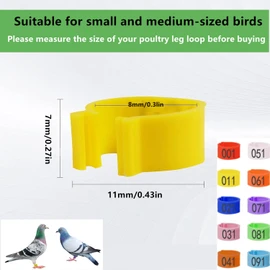 Pigeon Foot Rings，Colorful Readable Numbered Bird Identification Leg Bands 100 pcs- Ideal for Easy Identification and Tracking (8mm)