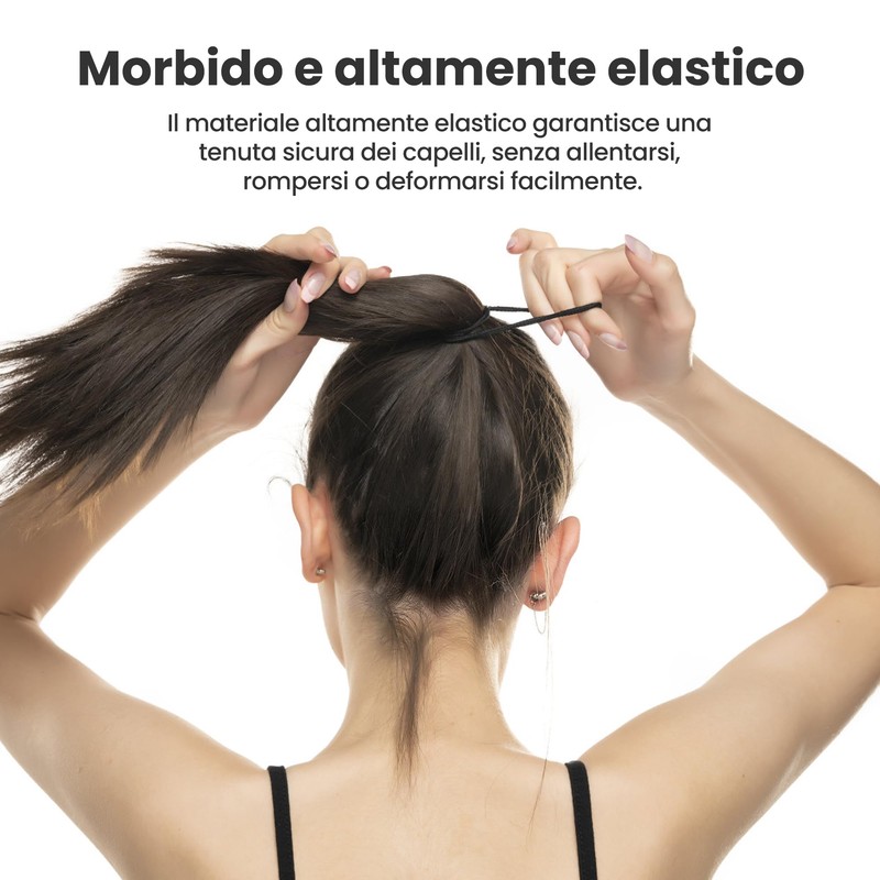 200 Pezzi Elastici Capelli Donna, 2 mm Elastici Capelli Neri