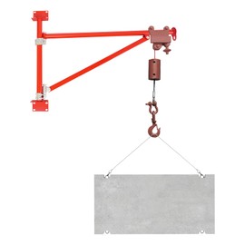 Wall Mount Jib Crane, 180° Rotating Alloy Steel Jib, 441lbs Max Load Capacity Electric Scaffolding Lift, Electric Hoist Holder Swing Arm with Pole (Red)