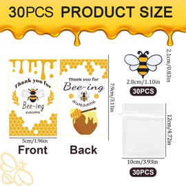 WANDIC 30 Pcs Bee Pins Employee Appreciation Team Present for Coworker Enamel Brooches Lapel Badges Clothing Backpack Decoration Accessories with Thank You Cards&Organza Bags