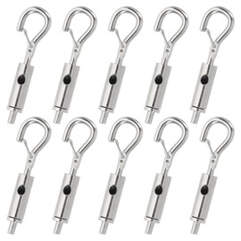 PATIKIL 10 Pcs Steel Wire Rope Hanger for 1/25-1/16 Stainless Steel Cable Guide Wire Rope, Portable Hook & Eye Turnbuckle Tension Adjustable Wire Rope Hanging Accessories