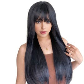 Becus Shoulder Long Black Wigs for Women Effortless Chic Synthetic Straight Medium Wig for Daily Women Fashion Long Wig (Straight Black)