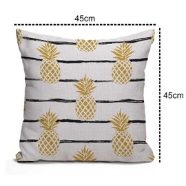 Tomda Gold Pineapple Fruit Striped Cushion Case Throw Pillow Cover for Home Decor Sofa Couch 45x45cm 18x18 Inch Inch Cotton Linen Farmhouse Decorations