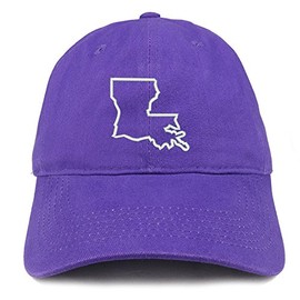 Trendy Apparel Shop Louisiana State Outline State Embroidered Cotton Dad Hat- Purple
