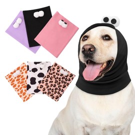 SAWMONG Dog Calming Hoodie Ear Head Covers for Noise Fireworks,No Shake Ear Wraps for Anxiety Relief,Dog Ear Muffs Dog Hematoma Ear Wrap Pet Grooming and Force Drying Dog Ear Protector,Black,S