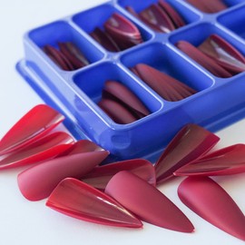 Bellelfin 120pcs Stiletto Press on Nails Long Full Cover Matte Red Fake Nails Acrylic Pure Colored False Nails for Women and Girls DIY Manicure 10 Sizes