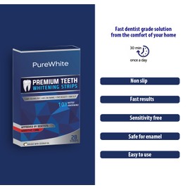 PureWhite Premium Teeth Whitening Strips,14 Treatments, Non Sensitive, 28 Strips, Enamel Safe, Safe Whitener, Natural Formula