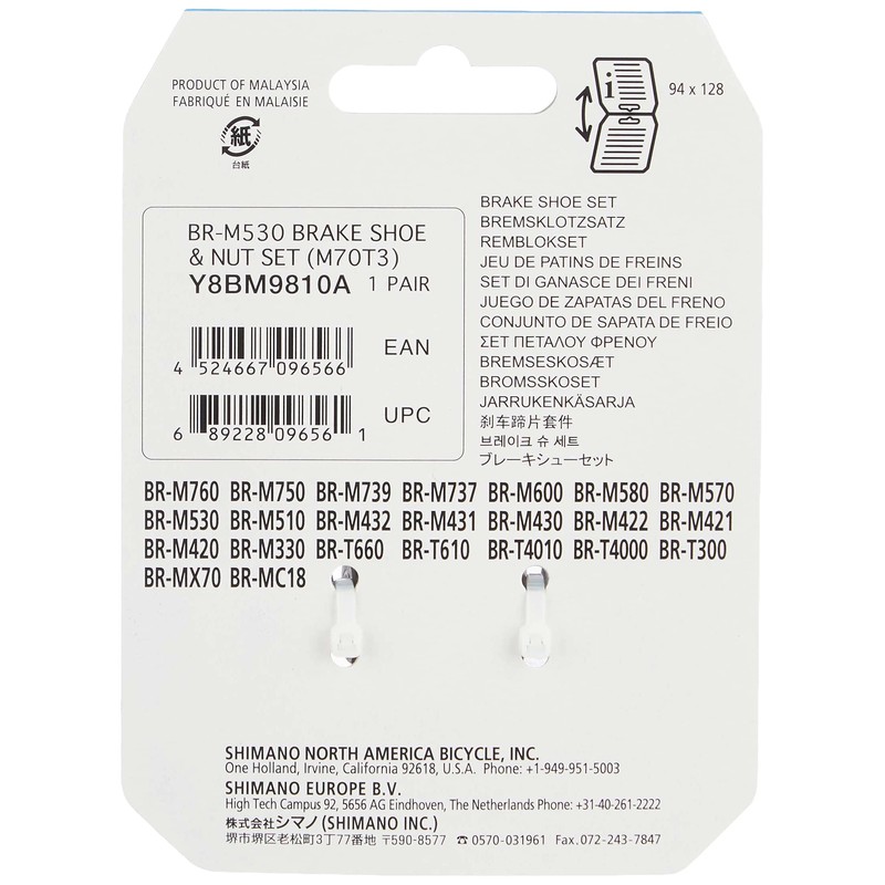 Shimano M-System V-brake pads, black