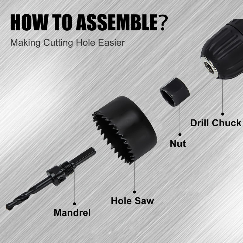 KATA 8PCS Hole Saw Kit 1" to 2-1/8"(25-54mm) Hole Saw