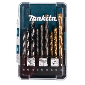 Makita D-71962 Drill Bit Set 9 Pieces in Storage Box for Stone, Metal and Wood, Diameter 5-8 mm, Round Shank