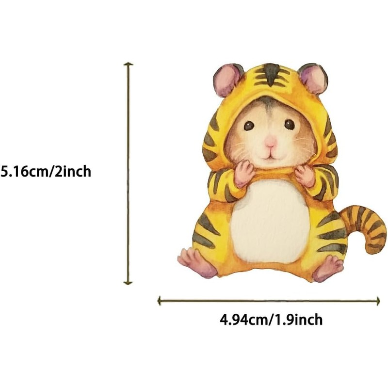50-Piece Cute Hamster Stickers, Vinyl Waterproof Aesthetic Scrapbook Sticker Pack,