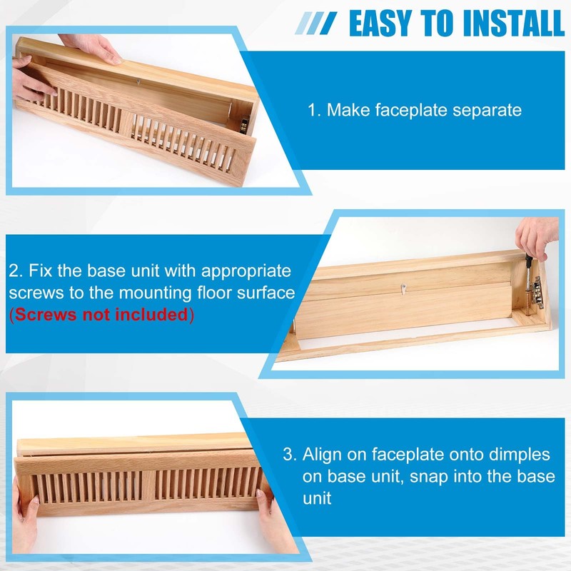 Glooglitter 2 Pcs 18 Inch Wooden Baseboard Register Vent Diffuser