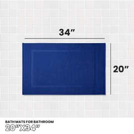 Canadian Linen Premium Cotton Bath Mats Set, 2 Pack, 20x34 inches, Highly Absorbent Super Soft Bath Rug, Non Slip Bathroom Floor Towel, Lightweight Machine Washable Shower Spa Tub Mat Rug, Navy Blue