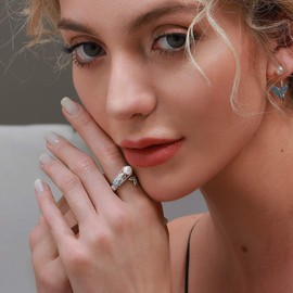 FOREVER QUEEN Mermaid Ring 925 Sterling Silver Adjustable Mermaid Finger Ring for Women Girls Open Ring…