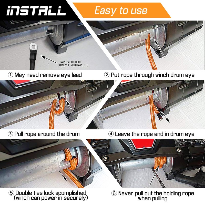 1/4" x 50ft Synthetic Winch Rope Kit with Protective Sleeve+Winch